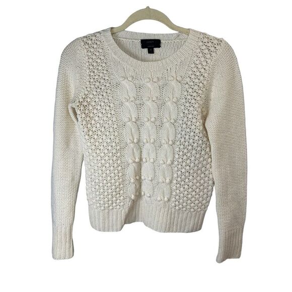 J. Crew Popcorn cable-knit sweater Ivory sz XS - Picture 2 of 10